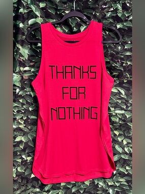 Madden Thanks For Nothing Tank Top Red Sleeveless Womens Large